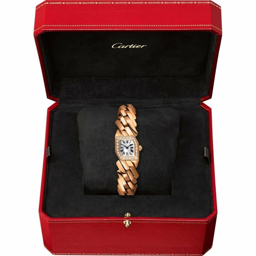Maillon de Cartier watch, Small model, quartz movement, rose gold, diamonds