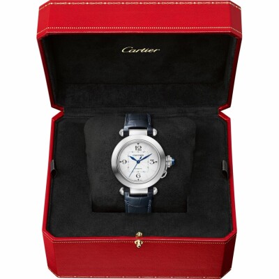 Pasha de Cartier watch, 35mm, automatic movement, steel, 2 interchangeable leather straps