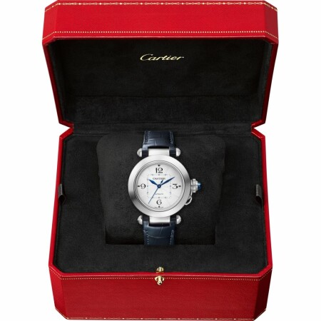 Pasha de Cartier watch, 35mm, automatic movement, steel, 2 interchangeable leather straps