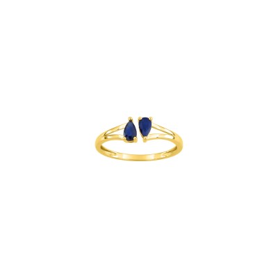 Bague en or jaune et saphir