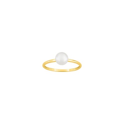 Bague en or jaune et perle de culture 6mm
