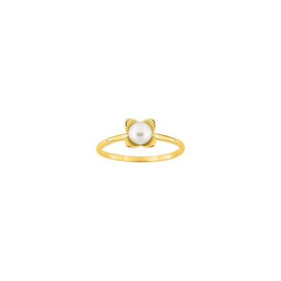 Bague en or jaune et perle de culture 5mm