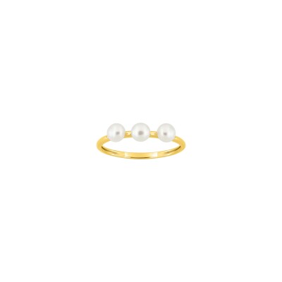 Bague en or jaune et perle de culture 4mm