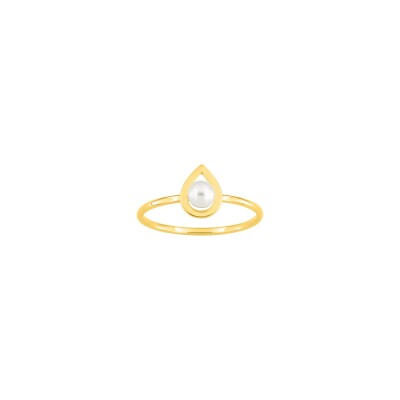 Bague en or jaune, perle de culture 4mm 