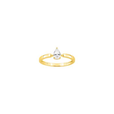 Bague en or jaune et oxyde de zirconium