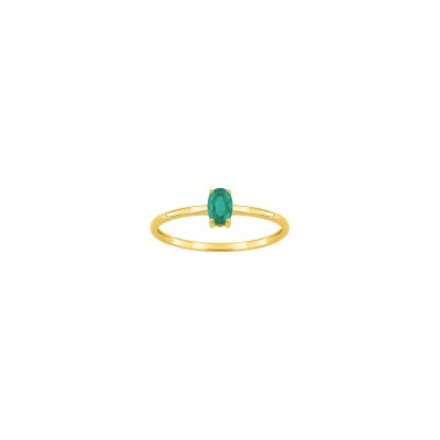 Bague en or jaune et émeraude