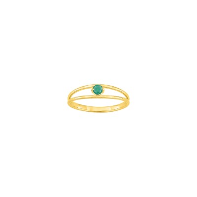 Bague en or jaune et émeraude