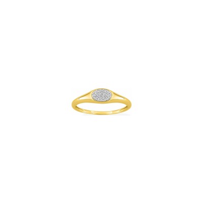 Chevalière en or jaune rhodié et oxyde de zirconium