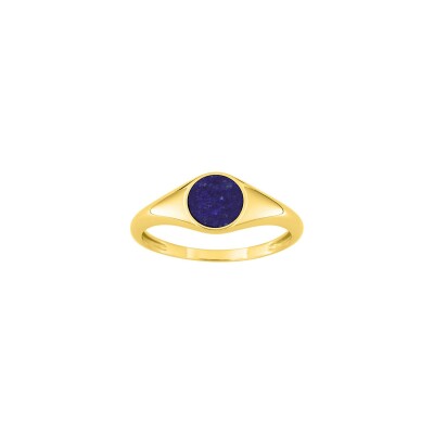 Chevalière en or jaune et lapis lazuli