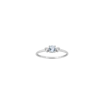 Bague en or jaune, aigue-marine et oxyde de zirconium