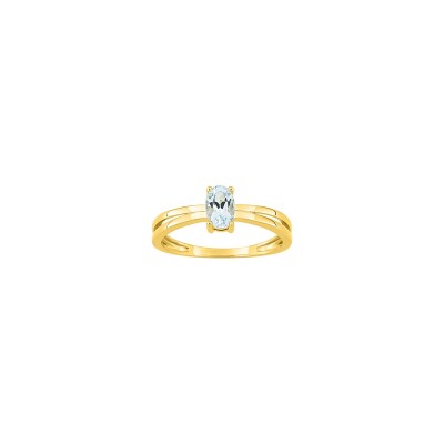 Bague en or jaune et aigue-marine