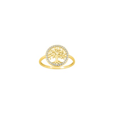 Bague en or jaune et oxyde de zirconium