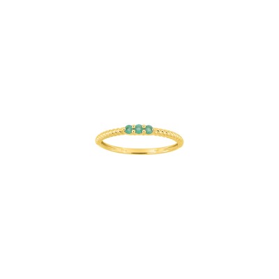 Bague en or jaune et émeraude