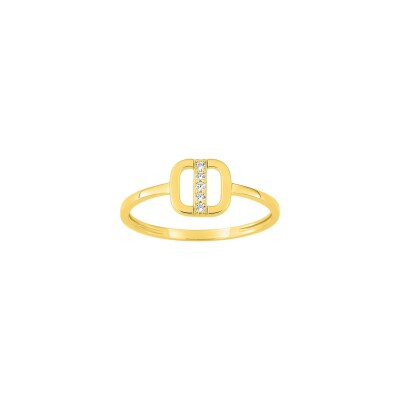 Bague en or jaune et oxydes de zirconium