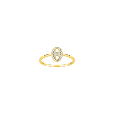 Bague en or jaune et oxyde de zirconium
