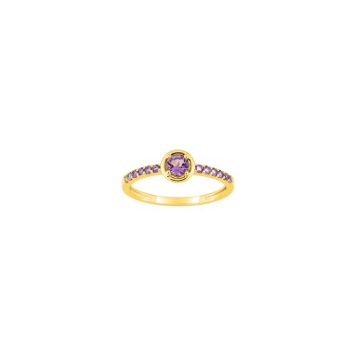 Bague en or jaune et améthyste