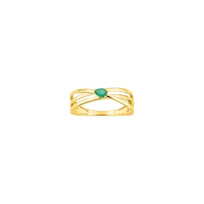 Bague en or jaune et émeraude