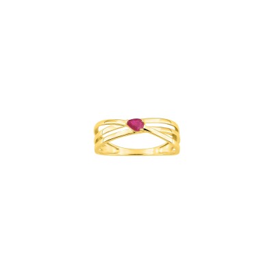 Bague en or jaune et rubis