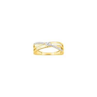 Bague en or jaune et oxyde de zirconium