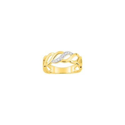 Bague en or jaune, diamant 0.03ct