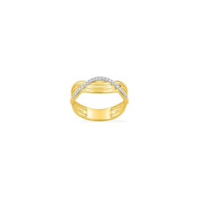 Bague en or jaune rhodié et oxyde de zirconium