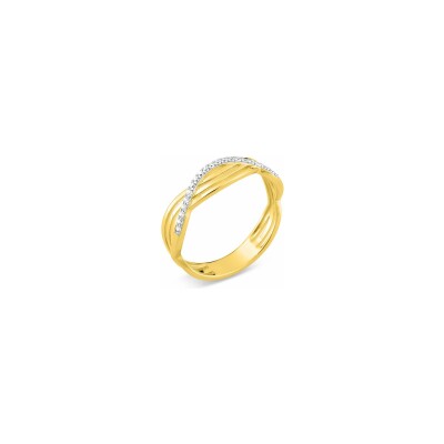 Bague en or jaune rhodié et oxyde de zirconium