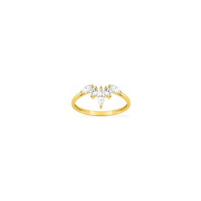 Bague en or jaune et oxyde de zirconium