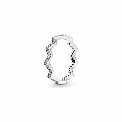 Bague Pandora Stories zigzag en argent et oxyde de zirconium, taille 54