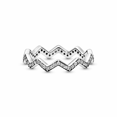 Bague Pandora Stories zigzag en argent et oxyde de zirconium, taille 54