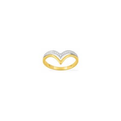 Bague en or jaune rhodié et oxyde de zirconium