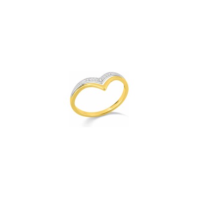 Bague en or jaune rhodié et oxyde de zirconium