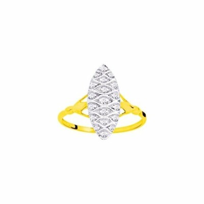 Bague en or jaune, or blanc et diamants de 0.11ct