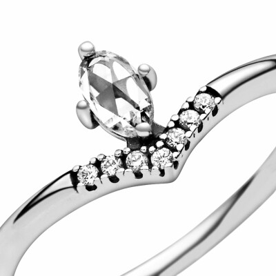 Bague Pandora Wish chevron classique en argent et oxyde de zirconium, taille 56