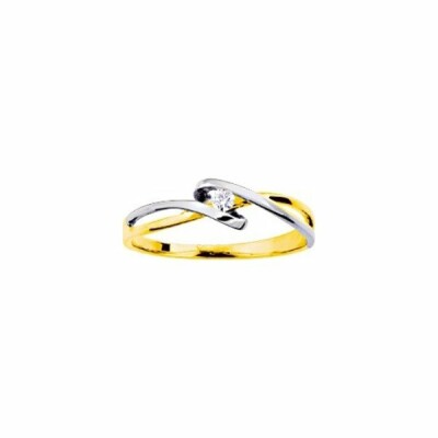 Bague en or jaune, rhodium et oxyde de zirconium