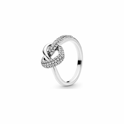 Bague Pandora People cœur noué en argent et oxyde de zirconium, taille 54