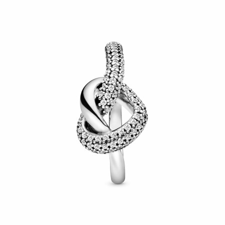 Bague Pandora People cœur noué en argent et oxyde de zirconium, taille 54