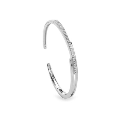 Bracelet jonc LineArgent Coton en argent rhodié et oxydes de zirconium