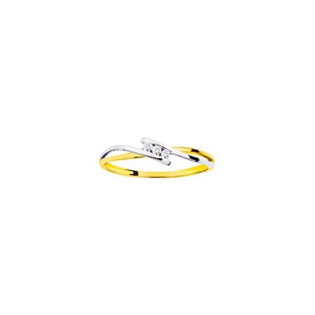 Bague en or jaune rhodié et diamant, 0.03ct