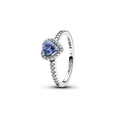 Bague Pandora Cœur Surélevé Bleuet Scintillant en argent et oxydes de zirconium, taille 52