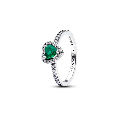Bague Pandora Timeless Cœur Vert Royal Surélevé en argent et oxydes de zirconium, taille 54