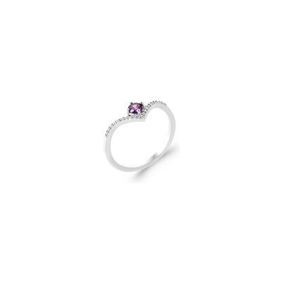 Bague en argent, oxyde de zirconium et pierres de couleurs