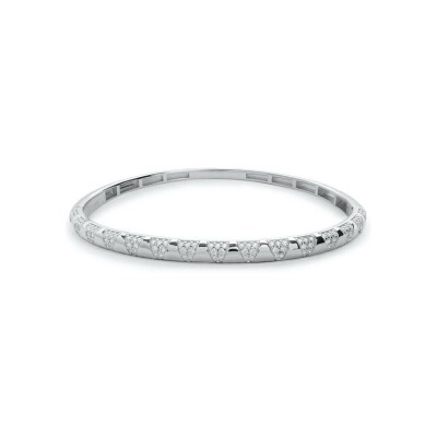 Bracelet jonc LineArgent Coton en argent rhodié et oxydes de zirconium