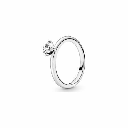 Bague Pandora People solitaire cœur incolore en argent et oxyde de zirconium, taille 50