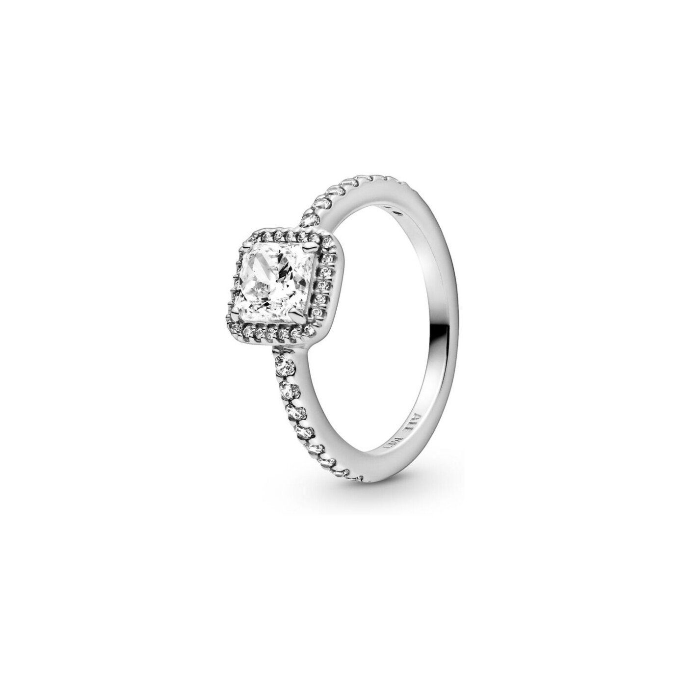 Bague Pandora Timeless halo scintillant carré en argent et oxyde de zirconium, taille 56