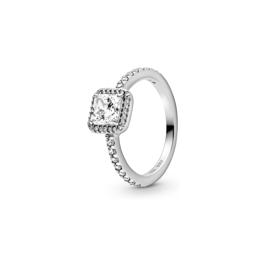 Bague Pandora Timeless halo scintillant carré en argent et oxyde de zirconium, taille 54