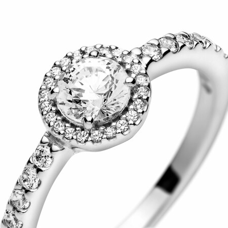 Bague Pandora Timeless halo scintillant classique en argent et oxyde de zirconium, taille 54