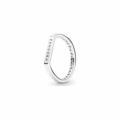 Bague Pandora Signature empilable barre logo en argent