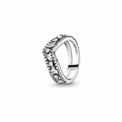 Bague Pandora Wish double vœu taille marquise scintillante en argent et oxyde de zirconium, taille 52