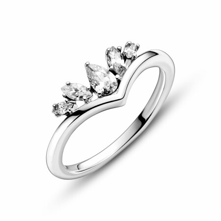 Bague Pandora Wish chevron poire & marquise scintillante en argent et oxyde de zirconium, taille 54