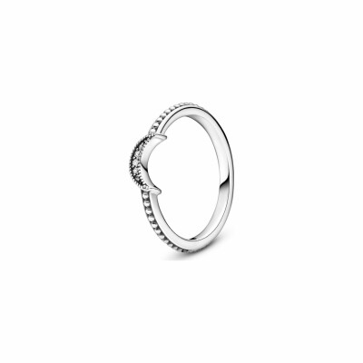 Bague Pandora Passions perlée croissant de lune en argent et oxyde de zirconium, taille 50